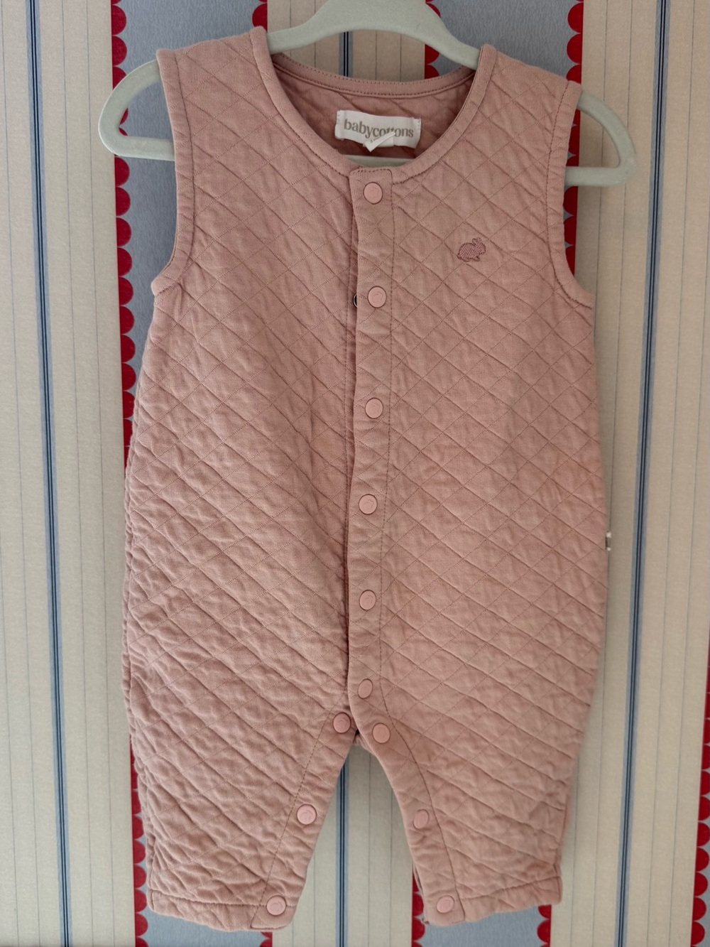 Babycottons Quilted Sleeveless Romper in Pink